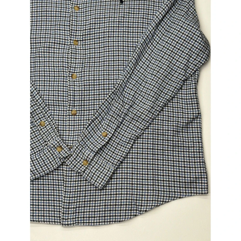 Polo Ralph Lauren Mens XL Blue Micro Check Cotton‎ Button Down Shirt Long Sleeve